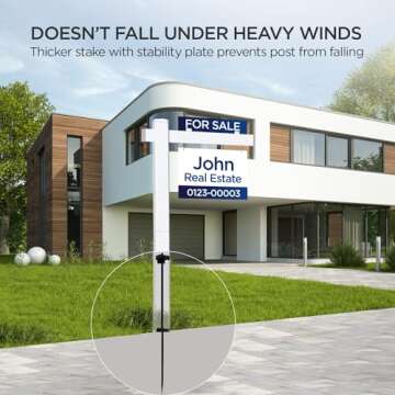 Real Estate Sign Posts Real Estate Signs Holder Realtor Sign Post Made of Vinyl PVC Holds for Sale Yard Signs Up To 24 Inch