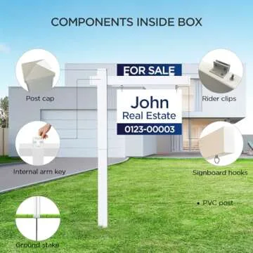 Real Estate Sign Posts Real Estate Signs Holder Realtor Sign Post Made of Vinyl PVC Holds for Sale Yard Signs Up To 24 Inch
