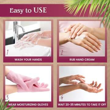 4Pcs Moisturizing Gloves Overnight - Cotton Gloves for Dry Hands Sleeping Moisturizer Gloves Overnight Hand Softening Gloves - Lotion Gloves Overnight for Women Hand Care Cotton Gloves for Women