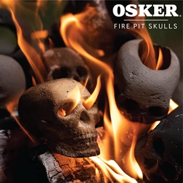 OSKER Mini Fire Pit Skull Logs | Halloween Decor & Fun
