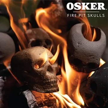 OSKER Mini Fire Pit Skull Logs | Halloween Decor & Fun