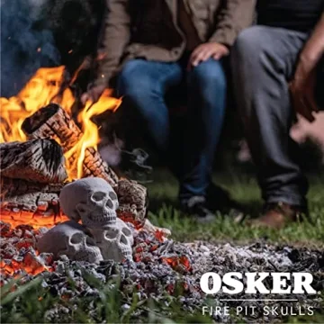 OSKER Mini Fire Pit Skull Logs | Halloween Decor & Fun