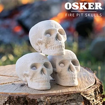 OSKER Mini Fire Pit Skull Logs | Halloween Decor & Fun