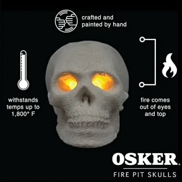 OSKER Mini Fire Pit Skull Logs | Halloween Decor & Fun