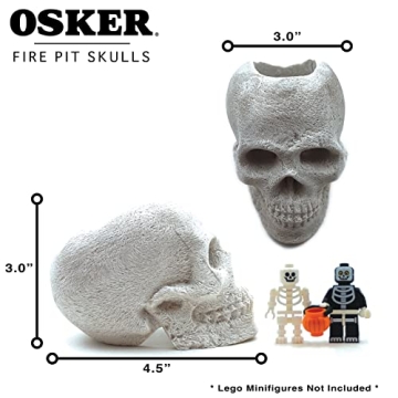 OSKER Mini Fire Pit Skull Logs | Halloween Decor & Fun