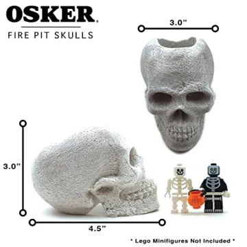OSKER Mini Fire Pit Skull Logs | Halloween Decor & Fun