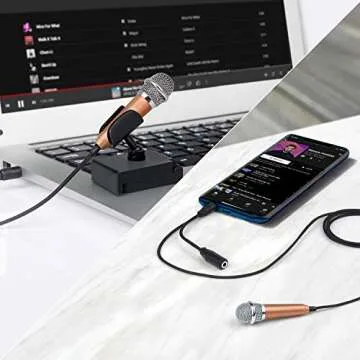 Uniwit Mini Portable Vocal/Instrument Microphone for Voice Video Recording Singing,Vlogging, Podcasting, Tiny Microphone for iPhone Android Phone Computer Latop Notebook Tablet iPad(Golden)