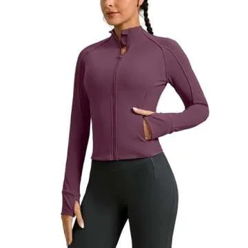 G Gradual Women's Cropped Workout Jacket Slim Fit Full Zip Athletic Running Gym Jackets for Women wi...