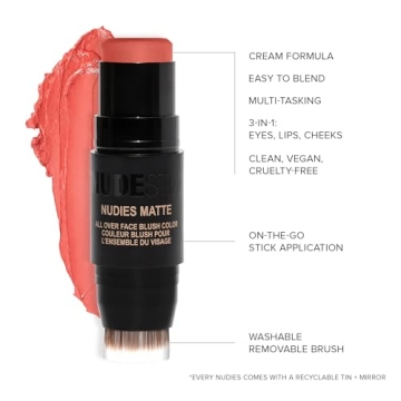 Nudestix 3-in-1 Cream Blush Stick for Cheeks, Eyes and Lips