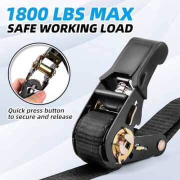 Heavy-Duty Ratchet Straps 4 Pack - 15 FT 1800 LB Break Strength Tie Downs