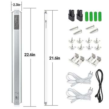 Oiibo T5 UVB Reptile Light Fixture, Connectable UVB Reptile Light Fixture with 2 Pack Desert 10.0 UVB T5 Lamp (24W) Can Use for Large Reptile Tank