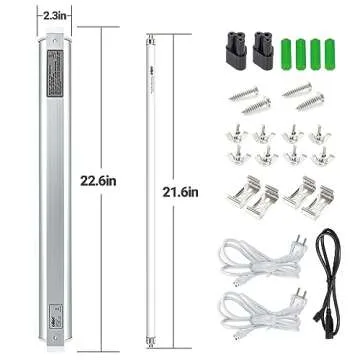 Oiibo T5 UVB Reptile Light Fixture, Connectable UVB Reptile Light Fixture with 2 Pack Desert 10.0 UVB T5 Lamp (24W) Can Use for Large Reptile Tank