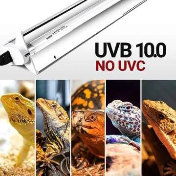 Oiibo T5 UVB Reptile Light Fixture, Connectable UVB Reptile Light Fixture with 2 Pack Desert 10.0 UVB T5 Lamp (24W) Can Use for Large Reptile Tank