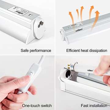 Oiibo T5 UVB Reptile Light Fixture, Connectable UVB Reptile Light Fixture with 2 Pack Desert 10.0 UVB T5 Lamp (24W) Can Use for Large Reptile Tank