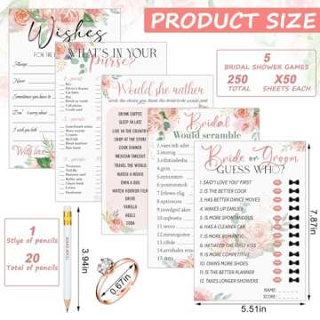 Sosation 331 Pcs Bridal Shower Games with Cards and Rings