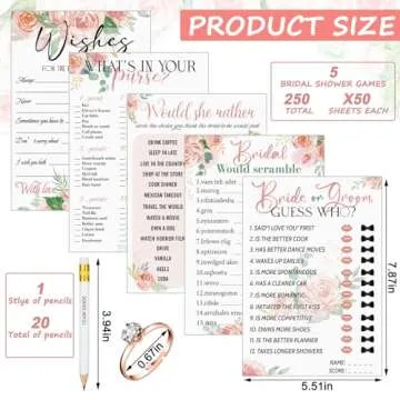 Sosation 331 Pcs Bridal Shower Games with Cards and Rings