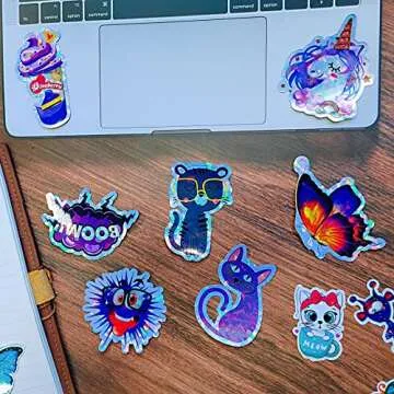 20 Sheets Holographic Printable Sticker Paper 8.5x 11 inch Waterproof Sticker Paper Rainbow Vinyl Sticker Paper 4 Mixed Style for Inkjet/Laser Printer