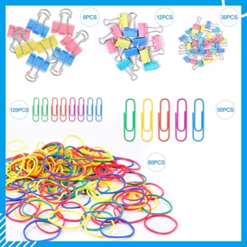 Sopito 300pcs Colorful Paper Clips & Binder Clips Set