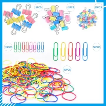 Sopito 300pcs Colorful Paper Clips & Binder Clips Set