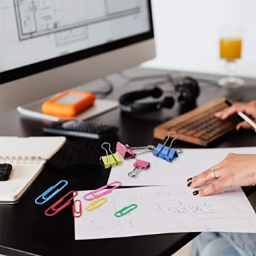 Sopito 300pcs Colorful Paper Clips & Binder Clips Set