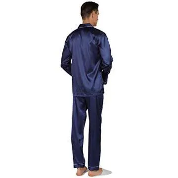 YIMANIE Men's Silk Satin Pajamas Classic Sleepwear Set