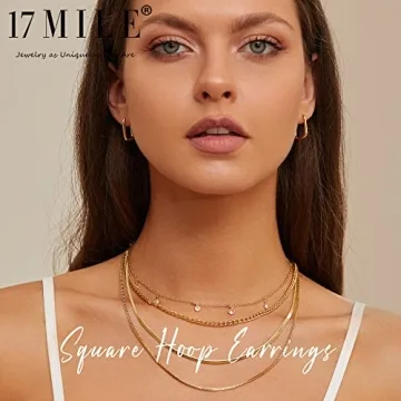 14K Gold Plated Hoop Earrings Set Women Hypoallergenic