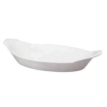 HIC Kitchen HIC Kitchen Oval Au Gratin Baking Dish Set, Fine White Porcelain, 10-Inch, Set of 4 Au G...