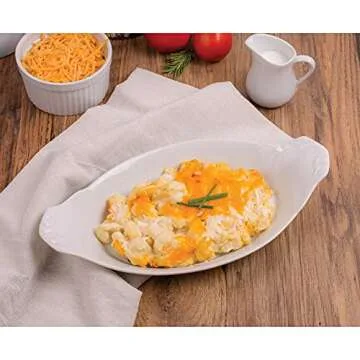 HIC Kitchen HIC Kitchen Oval Au Gratin Baking Dish Set, Fine White Porcelain, 10-Inch, Set of 4 Au Gratin Baking Dish Set, Fine White Porcelain, 10-Inch, Set of 4