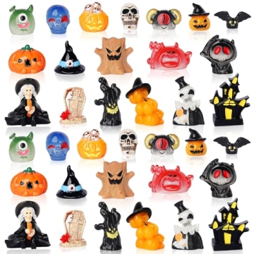 EKisemio 36pcs Halloween Mini Resin Figures Tiny Resin Animals Pumpkin Ghost Ornaments for Halloween...