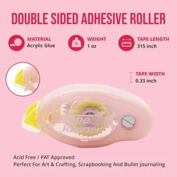 Balune Tape Runner - Double Sided Adhesive with Dispenser Roller - 20 Cartridges