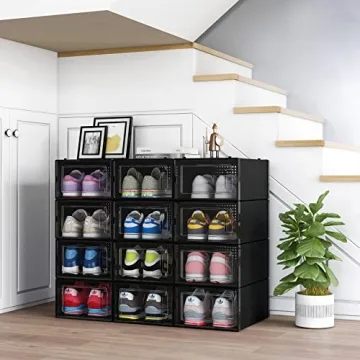 MELDEVO Stackable Shoe Storage Bins for Optimal Organization