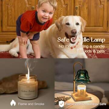 Candeldo Candle Warmer Lamp with Timer: Flower Candle Warmer for Jar with 2 Bulbs Green Height Adjustable Candle Warming Lamps Home Bedroom Decor Birthday Gift for Women