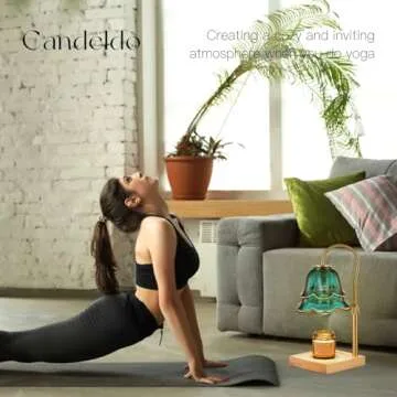 Candeldo Candle Warmer Lamp with Timer: Flower Candle Warmer for Jar with 2 Bulbs Green Height Adjustable Candle Warming Lamps Home Bedroom Decor Birthday Gift for Women