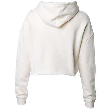 Global Blank Womens Cropped Hoodie Crop Top Sweatshirts for Women Cropped Sweater, Cream Off White, ...