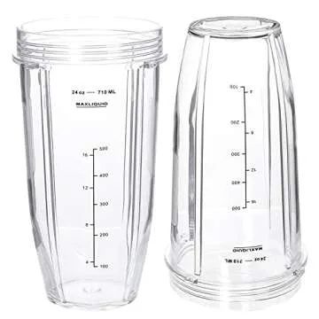 Replacement 24oz Blender Cup For Ninja BN401 BN751 BN801 BN800 BL450 BL456 BL480 Foodi SS401 SS101 TWISTi SS151 SS351 Cups Nutri Ninja Auto IQ Parts Lids Upgraded (2 Pack)