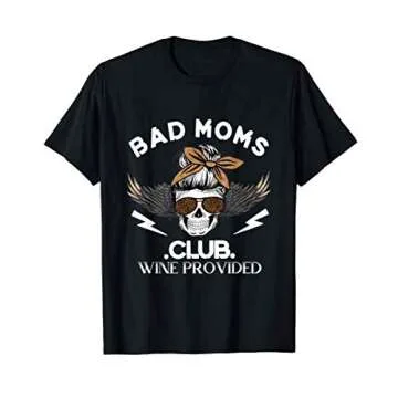 Bad Moms Club Shirt Skull Leopard Sunglasses Momlife Gift T-Shirt