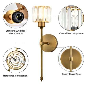 Elegant Bsmathom Wall Sconces Set - Modern Brass Lighting