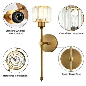 Elegant Bsmathom Wall Sconces Set - Modern Brass Lighting