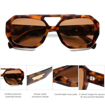 Stylish SOJOS Aviator Sunglasses with UV400 Protection