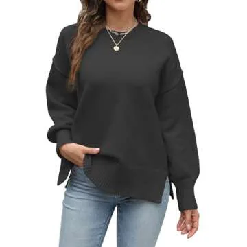 Grace's Secret Sweatshirt for Women Cable Knit Sweater Black Ribbed Long Sleeve Tops Dressy Casual F...