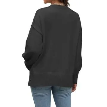 Grace's Secret Sweatshirt for Women Cable Knit Sweater Black Ribbed Long Sleeve Tops Dressy Casual Fall Fashion 2024
