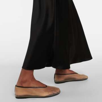 VOLEECE Neutral Crystal Rhinestone Ballet Flats Shoes for Women Round Toe Slip On Mesh Flats Tulle C...