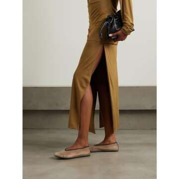 VOLEECE Neutral Crystal Rhinestone Ballet Flats Shoes for Women Round Toe Slip On Mesh Flats Tulle Comfortable Casual Dress Ballerina Shoes