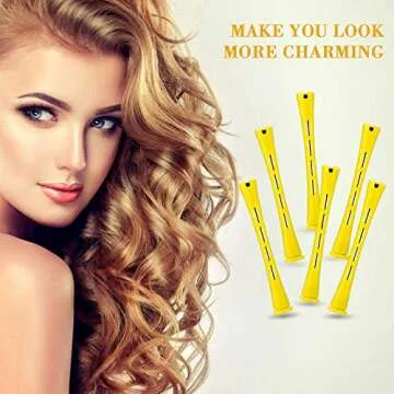 96 Pieces Hair Perm Rods, Cold Wave Rods Plastic Perming Rods Heatless Curlers Rollers with 2 Steel Pintail Comb Rat Tail Comb for Hairdressing Styling Tools (Yellow,0.28 Inch/ 0.7 cm)