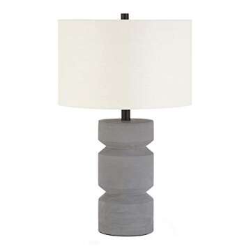 Reyna 23.5" Tall Table Lamp with Fabric Shade in Concrete/White