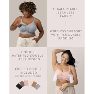 Kindred Bravely Sublime Pumping Bra Hands Free | Nursing and Pumping in One | Wearable Breast Pump Bra (Grey, Medium)
