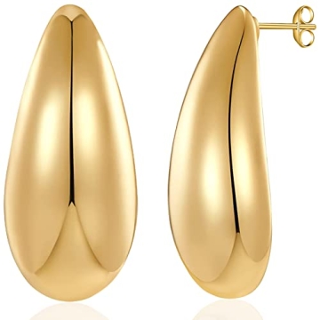Gold Chunky Teardrop Earrings for Women Amazing Style
