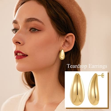 Gold Chunky Teardrop Earrings for Women Amazing Style