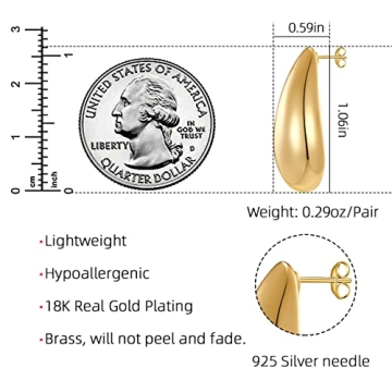 Gold Chunky Teardrop Earrings for Women Amazing Style