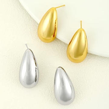 Gold Chunky Teardrop Earrings for Women Amazing Style
